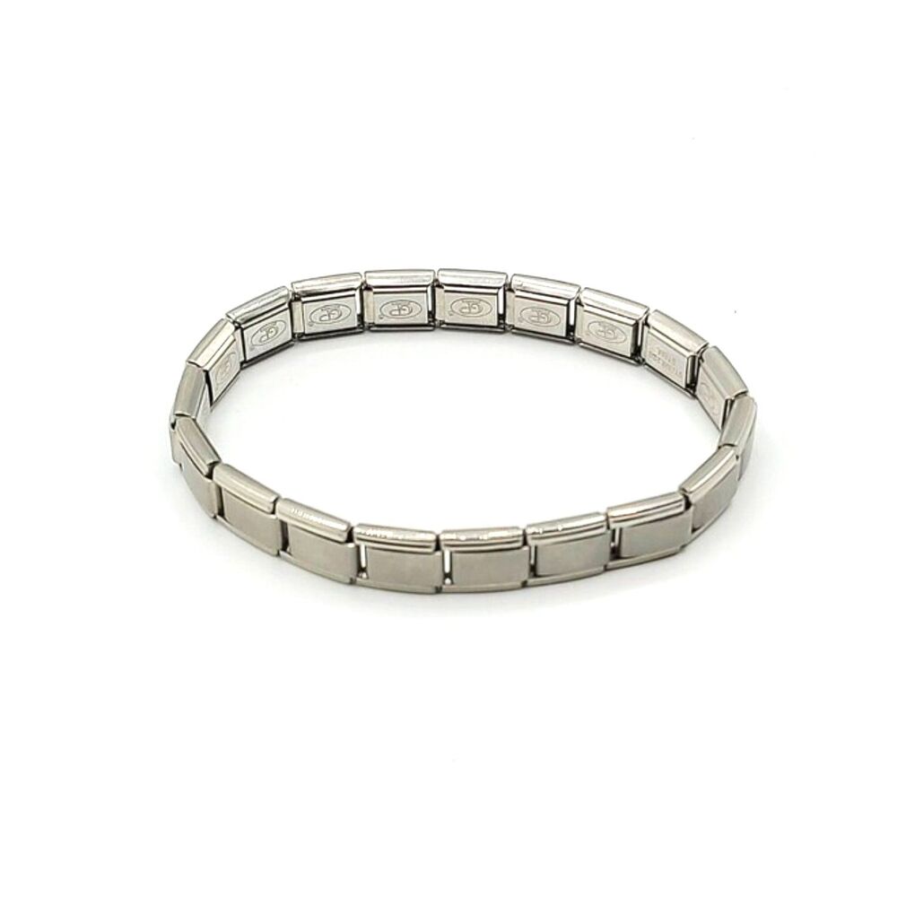 GP Firenze Stainless Steel Link Bracelet Matte Silver Italian Charm Style - Picture 1 of 5